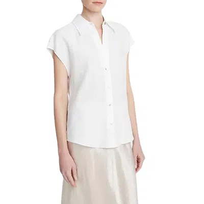 Vince Button Down Blouse In Optic White