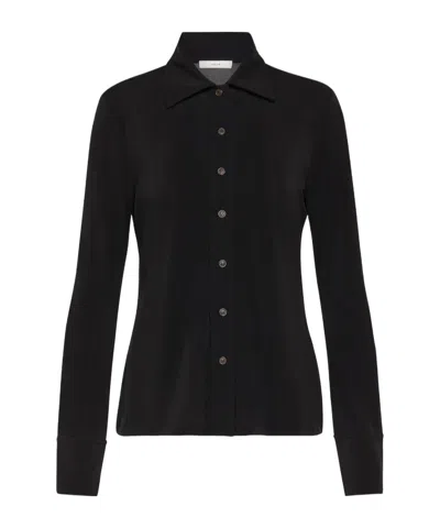 Vince Button-down Jersey Shirt In Black