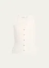 Vince Button V-neck Tank Top In Off-white In Off White