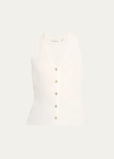 Vince Button V-neck Tank Top In Off-white In Off White