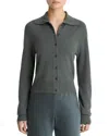 Vince Button Front Polo Cardigan Sweater In Green