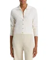 Vince Button Front Polo Cardigan Sweater In White