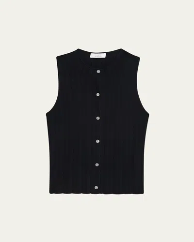 VINCE BUTTON-FRONT SHELL SWEATER