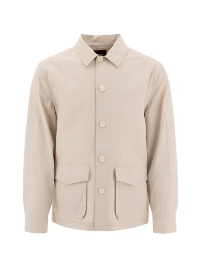 Vince Long Sleeve Point Collar Front Pocket Jackets In Neutral