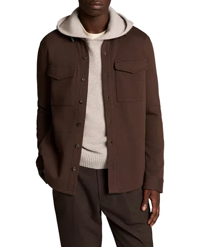 Vince Cotton Blend Shirt Jacket In Brown