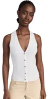Vince Button V-neck Tank Top In Off-white In Off White