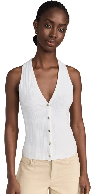 Vince Button-front Knit Tank Top In Off White