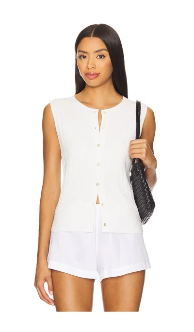 Vince Button Up Shell Sweater In White