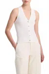 Vince Button V-neck Tank Top In Off White In White