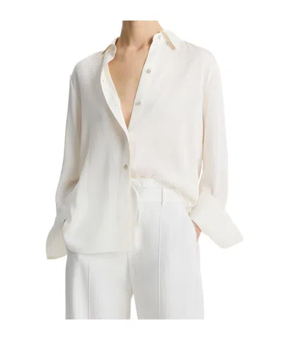Vince Button-down Silk Shirt In White