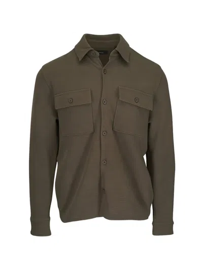 Vince Buttoned Flap-pocket Overshirt In Green