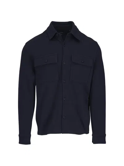 Vince Buttoned Overshirt In Blue