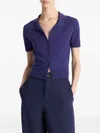 Vince Collared Wool And Cashmere-blend Top In Blue