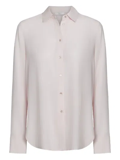 Vince Buttoned Silk Shirt In Pink