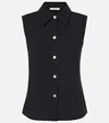 Vince Sleeveless Button-front Shirt In Black In Black