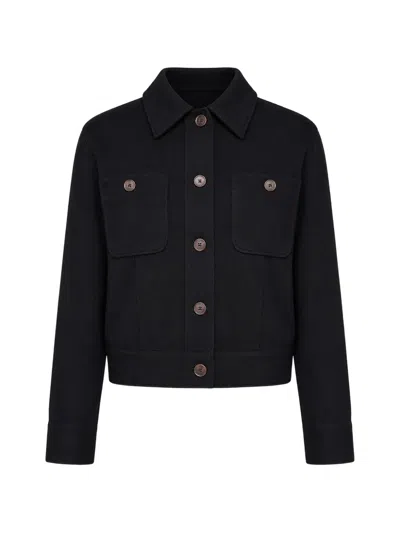 Vince Button-up Chest-pocket Jacket In Black