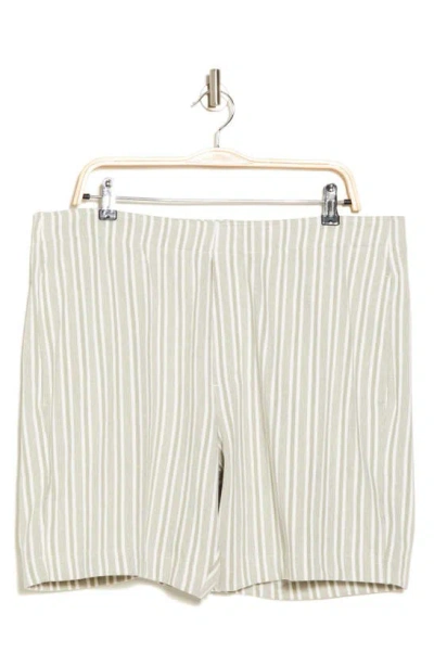 Vince Cabana Stripe Cotton Drawstring Shorts In Pale Thyme/ Off White