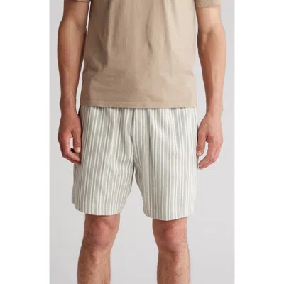 Vince Cabana Stripe Cotton Drawstring Shorts In Pale Thyme/off White