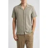 Vince Cabana Stripe Short Sleeve Button-up Camp Shirt In Green