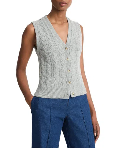 VINCE VINCE CABLE BUTTON WOOL & CASHMERE-BLEND VEST