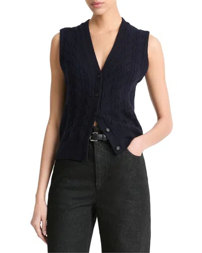 Vince Cable Button Wool & Cashmere-blend Vest In Black