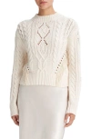 VINCE CABLE FRINGE ACCENT WOOL & CASHMERE SWEATER