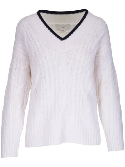 Vince Pullover Mit Zopfmuster In Weiss