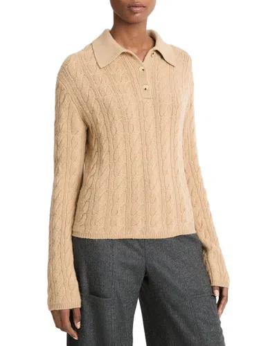 Vince Cable Knit Wool & Cashmere-blend Polo Shirt In Brown