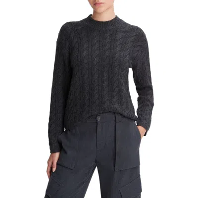 Vince Cable Knit Wool Blend Crewneck Sweater In Black