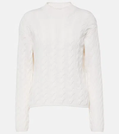 Vince Cable-knit Wool-blend Sweater In White