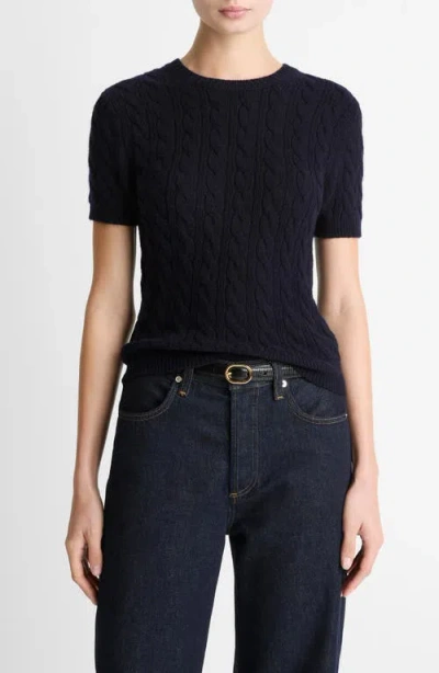 Vince Cable Short Sleeve Sweater In Black