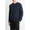 Vince Cable Stitch Crewneck Wool Sweater In Coastal