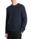 Vince Cable Stitch Crewneck Wool Sweater In Coastal