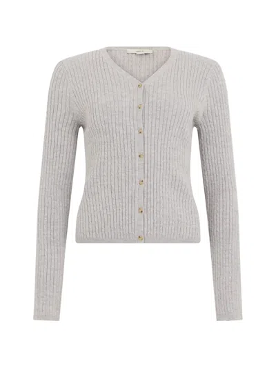 Vince Cable Stitch Merino Wool Blend V-neck Cardigan In White