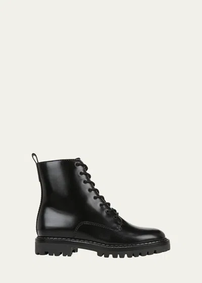 Vince Cabria Calfskin Lace-up Combat Boots In Black Leather
