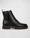 Vince Cabria Lug-sole Leather Water-repellant Combat Boots In Black/brown