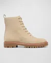 Vince Cabria Suede Water-repellant Combat Boots In Dark Clay Beige Suede