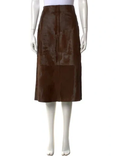Pre-owned Vince Calf Hair Midi Length Skirt In Brown