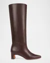 Vince Calfskin Kitten-heel Knee Boots In Ganache Wide Calf