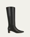 Vince Calfskin Kitten-heel Knee Boots In Black