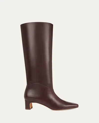 VINCE CALFSKIN KITTEN-HEEL KNEE BOOTS