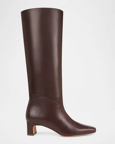 Vince Calfskin Kitten-heel Knee Boots In Ganache