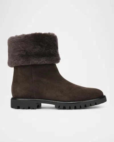 Vince Cameron Shearling-lined Suede Boots In Brown