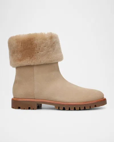 Vince Cameron Shearling-lined Suede Boots In Neutral