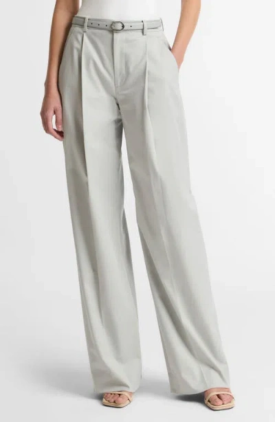 Vince Camille Belted Pleated Straight Leg Pants In Neutral