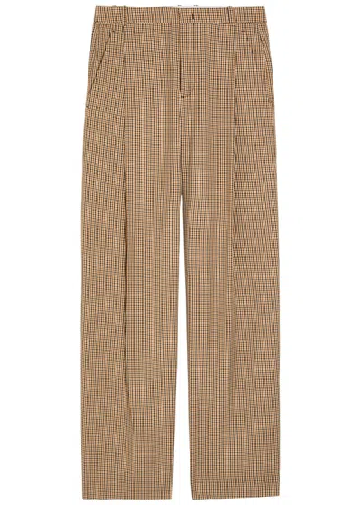 Vince Camille Checked Wide-leg Woven Trousers In Multi