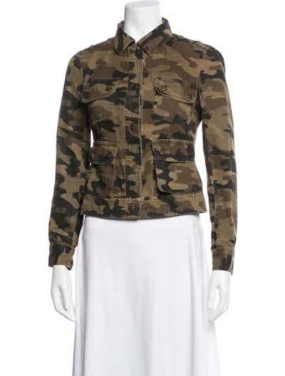 Pre-owned Vince Camouflage Print Utility Jacket In Green