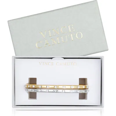 Vince Camuto 2-pack Cubic Zirconia Bangle Bracelet In Gold