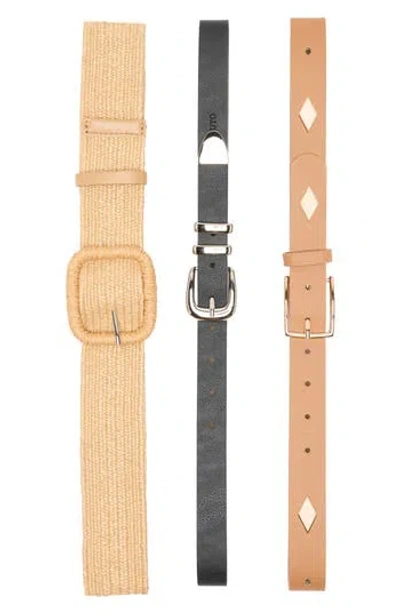 Vince Camuto 3-for-1 Buckle Belt Set In Black Natural