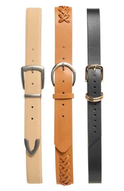 Vince Camuto 3-for-1 Buckle Belt Set In Tan